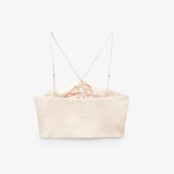 Zara Satin Effect Beige Crop Top - Picture 6 of 10